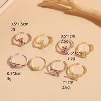 Elegant Blatt Schmetterling Bogenknoten Kupfer Inlay Zirkon 14 Karat Vergoldet Offener Ring main image 3