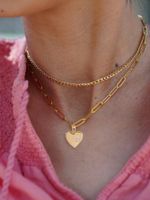 Wholesale Jewelry Vacation Heart Shape Iron Copper Zircon Inlay Double Layer Necklaces sku image 1
