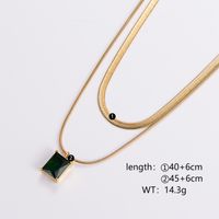 304 Stainless Steel Simple Style Plating Inlay Rectangle Zircon Pendant Necklace main image 2
