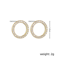 1 Paar Einfacher Stil Kreis Runden Inlay Kupferlegierung Zirkon 18 Karat Vergoldet Weißgold Plattiert Ohrstecker main image 2