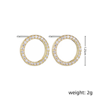 1 Pair Simple Style Circle Round Inlay Copper Alloy Zircon 18k Gold Plated White Gold Plated Ear Studs main image 2