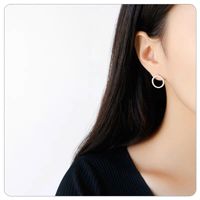 1 Pair Simple Style Circle Round Inlay Copper Alloy Zircon 18k Gold Plated White Gold Plated Ear Studs main image 3