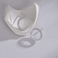 1 Paire Style Simple Cercle Rond Incruster Alliage De Cuivre Zircon Plaqué Or 18k Or Blanc Plaqué Boucles D'oreilles sku image 1