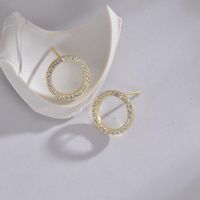 1 Paire Style Simple Cercle Rond Incruster Alliage De Cuivre Zircon Plaqué Or 18k Or Blanc Plaqué Boucles D'oreilles sku image 2