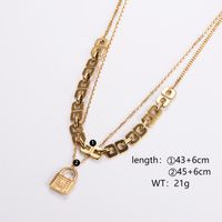 304 Stainless Steel Casual Lock Layered Necklaces main image 2