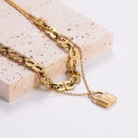 304 Stainless Steel Casual Lock Layered Necklaces main image 4