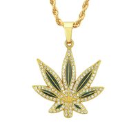 Hip-hop Leaf Alloy Inlay Zircon Women's Pendant Necklace main image 1