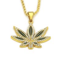 Hip-hop Leaf Alloy Inlay Zircon Women's Pendant Necklace main image 5