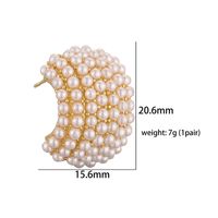 1 Pair Casual Elegant Vintage Style C Shape Plating Inlay Copper Artificial Pearls 18k Gold Plated Ear Studs main image 3