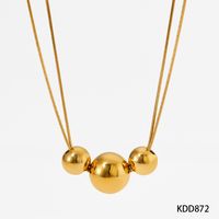 304 Stainless Steel 16K Gold Plated White Gold Plated Gold Plated Simple Style Plating Round Solid Color Necklace sku image 1