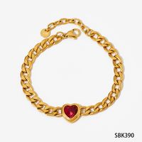 304 Stainless Steel 16K Gold Plated White Gold Plated Gold Plated Simple Style Inlay Heart Shape Zircon Bracelets Earrings Necklace sku image 7
