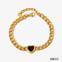 304 Stainless Steel 16K Gold Plated White Gold Plated Gold Plated Simple Style Inlay Heart Shape Zircon Bracelets Earrings Necklace sku image 5