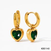 304 Stainless Steel 16K Gold Plated White Gold Plated Gold Plated Simple Style Inlay Heart Shape Zircon Bracelets Earrings Necklace sku image 3