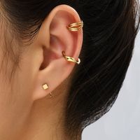 3 Pieces Simple Style Solid Color Copper Ear Cuffs sku image 4