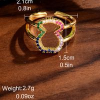 Shiny Color Block Copper Inlay Zircon 18k Gold Plated Rings main image 2