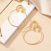 1 Pair Simple Style Circle Plating Alloy Gold Plated Hoop Earrings main image 4