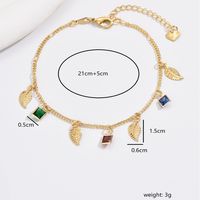 Simple Style Leaf Copper Inlay Zircon Women's Anklet sku image 1