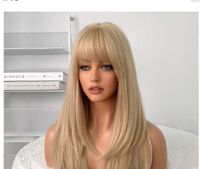 Women's Sweet Street High Temperature Wire Bangs Long Straight Hair Wig Net sku image 1