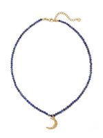 Lady Moon Stainless Steel Ore Lapis Lazuli Beaded Handmade Pendant Necklace main image 5