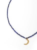 Lady Moon Stainless Steel Ore Lapis Lazuli Beaded Handmade Pendant Necklace main image 4
