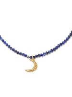 Lady Moon Stainless Steel Ore Lapis Lazuli Beaded Handmade Pendant Necklace main image 6
