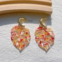 1 Pair Vacation Pastoral Classic Style Leaf Plating Alloy Resin 14k Gold Plated Drop Earrings sku image 7