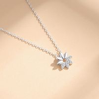 Elegant Simple Style Flower Sterling Silver Plating Inlay Zircon Pendant Necklace main image 4