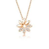 Elegant Simple Style Flower Sterling Silver Plating Inlay Zircon Pendant Necklace sku image 1
