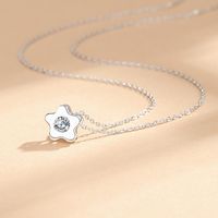 Simple Style Flower Sterling Silver Plating Inlay Zircon Pendant Necklace main image 3