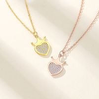 Lady Heart Shape Crown Sterling Silver Plating Inlay Zircon Pendant Necklace main image 1