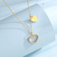 Elegant Simple Style Heart Shape Sterling Silver Plating Inlay Zircon Pendant Necklace main image 3