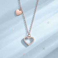 Elegant Simple Style Heart Shape Sterling Silver Plating Inlay Zircon Pendant Necklace main image 4
