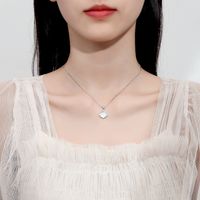 Elegant Simple Style Shell Sterling Silver Plating Inlay Shell Zircon Pendant Necklace main image 6