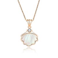 Elegant Simple Style Shell Sterling Silver Plating Inlay Shell Zircon Pendant Necklace sku image 2
