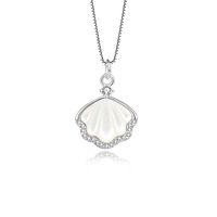 Elegant Simple Style Shell Sterling Silver Plating Inlay Shell Zircon Pendant Necklace sku image 3