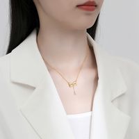 Simple Style Bow Knot Sterling Silver Plating Inlay Zircon Pendant Necklace main image 5