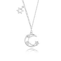 Simple Style Star Moon Sterling Silver Plating Inlay Zircon Pendant Necklace main image 8