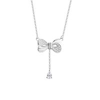 Simple Style Bow Knot Sterling Silver Plating Inlay Zircon Pendant Necklace main image 8