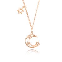 Simple Style Star Moon Sterling Silver Plating Inlay Zircon Pendant Necklace sku image 2
