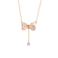 Simple Style Bow Knot Sterling Silver Plating Inlay Zircon Pendant Necklace sku image 2