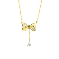 Simple Style Bow Knot Sterling Silver Plating Inlay Zircon Pendant Necklace sku image 3