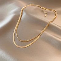 Simple Style Solid Color Alloy Plating Gold Plated Women's Layered Necklaces main image 4