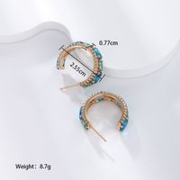 1 Pair Glam Xuping Shiny C Shape Plating Inlay Alloy Copper Alloy Artificial Gemstones 18k Gold Plated Ear Studs main image 2