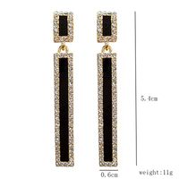 1 Pair Simple Style Color Block Plating Inlay Alloy Artificial Crystal Rhinestones 18k Gold Plated Drop Earrings main image 2