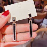 1 Pair Simple Style Color Block Plating Inlay Alloy Artificial Crystal Rhinestones 18k Gold Plated Drop Earrings main image 3