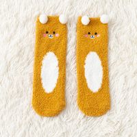 Women's Cute Simple Style Cartoon Bear Polyester Embroidery Crew Socks A Pair sku image 10