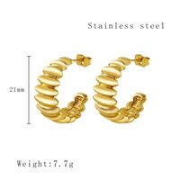1 Pair Simple Style C Shape Plating 304 Stainless Steel 18K Gold Plated Earrings sku image 2