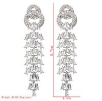 1 Pair Korean Style Tassel Plating Inlay Copper Zircon White Gold Plated Drop Earrings main image 2