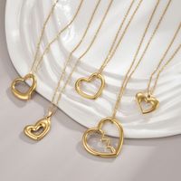 Stainless Steel 18K Gold Plated Modern Style Simple Style Polishing Plating Heart Shape Necklace main image 3