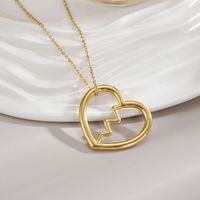 Stainless Steel 18K Gold Plated Modern Style Simple Style Polishing Plating Heart Shape Necklace main image 5